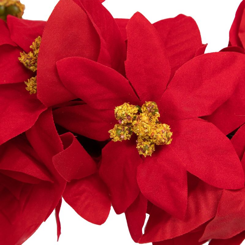 Northlight 6' x 3" Red Artificial Poinsettia Floral Christmas Garland - Unlit, 6 of 7