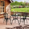 3 Piece Outdoor Bistro Set, Cast Aluminum Patio Table and Chairs Set of 2, All-Weather Bistro Table Set with Umbrella Hole for Backyard, Balcony, - 2 of 4