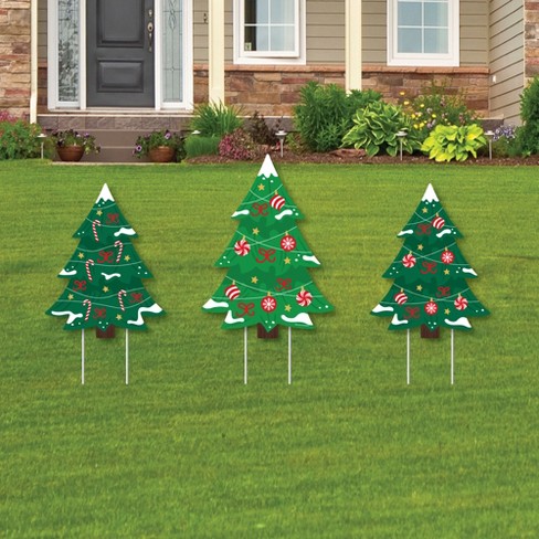 Big Dot Of Happiness Snowy Christmas Trees - Outdoor Lawn Sign ...