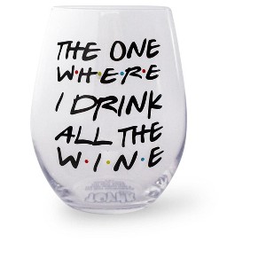 Toynk "The One Where I Drink All The Wine" Friends Inspired Stemless Wine Glass | Holds 20 Ounces - 1 of 4