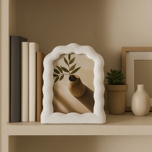 Decorative Wavy Arch Picture Frame for Home Decor - Modern Photo Frame for Tabletop Accent, Mantel Display, or Living Room Decor - White - 1 of 4