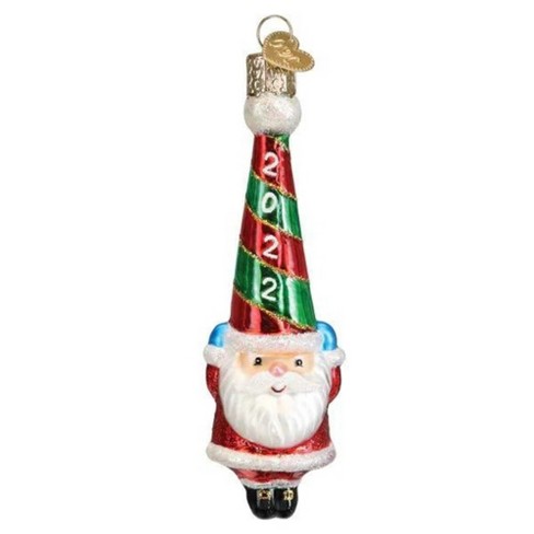 Old World Christmas 5.0" 2022 Happy Santa Dated Tall Hat  -  Tree Ornaments - image 1 of 3