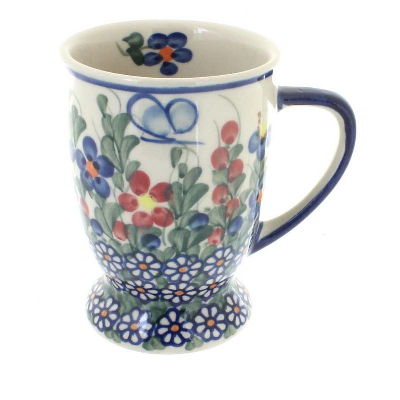 Blue Rose Polish Pottery 49 Vena Pedestal Coffee Mug, 1 of 2