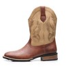 Santimon Retro Square Toe Men's Western Cowboy Boots, Dress Formal Mid Calf Boots for Men Brown - 2 of 4