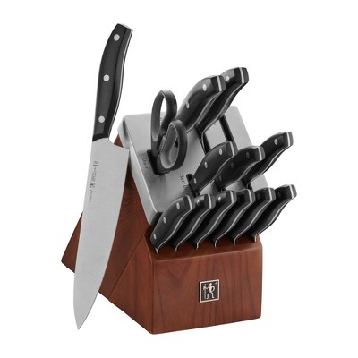 HENCKELS Definition 14-pc Self-Sharpening Knife Block Set, Chef Knife, Paring Knife, Utility Knife, Bread Knife, Steak Knife, Black, Stainless Steel