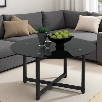 35.5" Tempered Glass Round Coffee Table