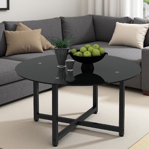 35.5" Tempered Glass Round Coffee Table - 1 of 4