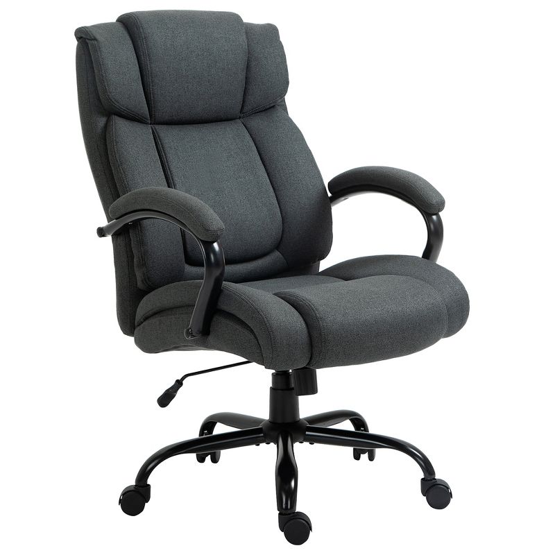 Vinsetto High Back Big and Tall Executive Office Chair 484lbs with Wide Seat Computer Desk Chair with Linen Fabric Swivel Wheels Charcoal Gray, 5 of 10