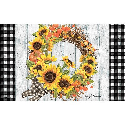 Briarwood Lane Doormat 30x18 Indoor Outdoor Sunflower Fall Wreath Welcome For Fall Doormat