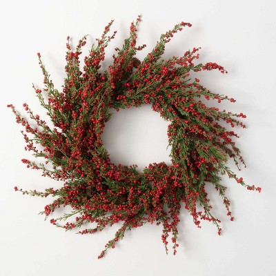 Artificial Cedar And Berry Wreath Multicolor 27"H