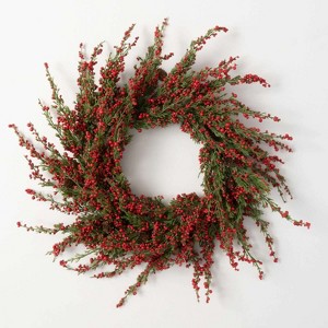 Artificial Cedar And Berry Wreath Multicolor 27"H - 1 of 4