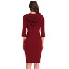 Coolmee Women Three-Quarter Sleeve Stripe Knee Length Slim Pullover Hoodie Wrap Dress With Pocket - 3 of 4