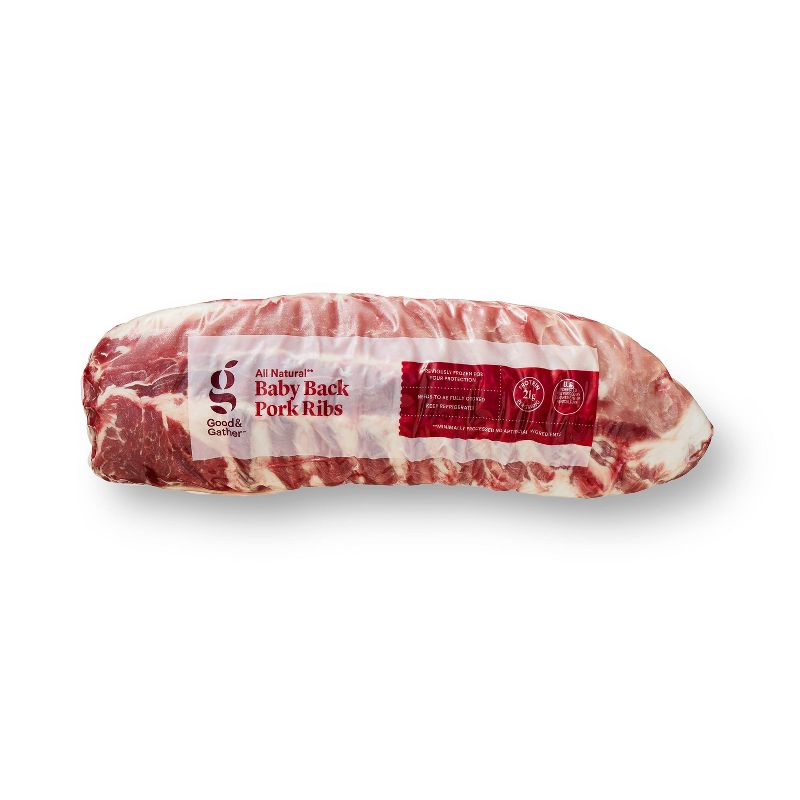 Baby Back Pork Ribs - 3.02-4.02 lbs - price per lb - Good &#38; Gather&#8482;, 1 of 5
