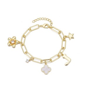 Adornia 14k Yellow Gold Plated Initial Chunky Charm Bracelet - 1 of 1