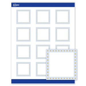 Avery Printable Square Cards, Gold Dots with Blue Border, 2" x 2", Matte White Square Cards, Laser/Inkjet, 120ct, Great for Business Cards - 1 of 4