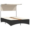 vidaXL Patio Double Sun Lounger Black PE rattan Double - 4 of 4