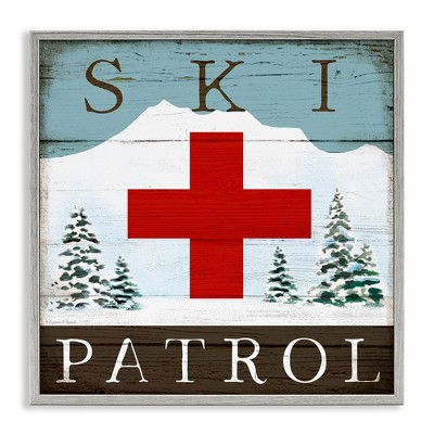 Stupell Industries Ski Patrol Rustic Cabin Sign, 24" x 24"