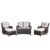 Gymojoy 6 Piece Outdoor Wicker Loveseat Sofa with Patio Swivel Glider Chairs with Coffee Table and Ottoman Sets - 2 of 4