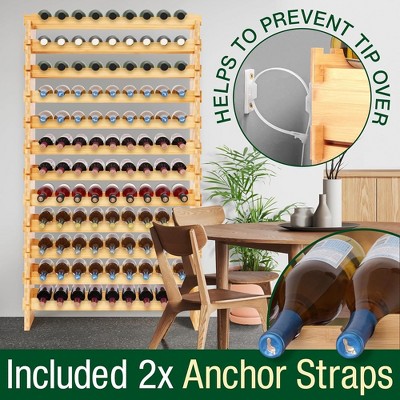NutriChef Bamboo 12-Tier 108-Bottle Stackable Wine Rack