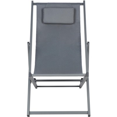 Camlin Grey Aluminum Frame Adjustable Folding Sling Chair Set of 2
