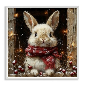 Stupell Industries Bunny with Snowy Holly Berries Framed Giclee Art - 1 of 4