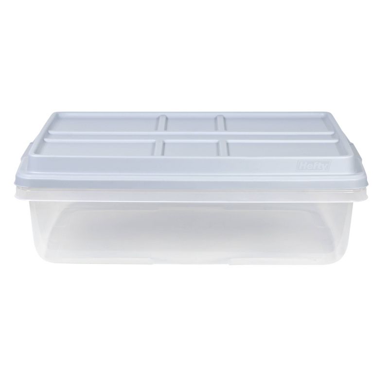 Hefty 40qt Clear Plastic Storage Bin with Gray HI-RISE Stackable Lid, 5 of 11