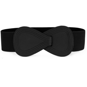 INSPIRE CHIC Women's Interlock 8-shaped Faux Leather Buckle Elastic Belt 1 Pc - 1 of 4