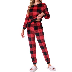 INSPIRE CHIC Women's Pajamas Flannel Printed Long Sleeve Top and Pants Christmas Sets - 1 of 4
