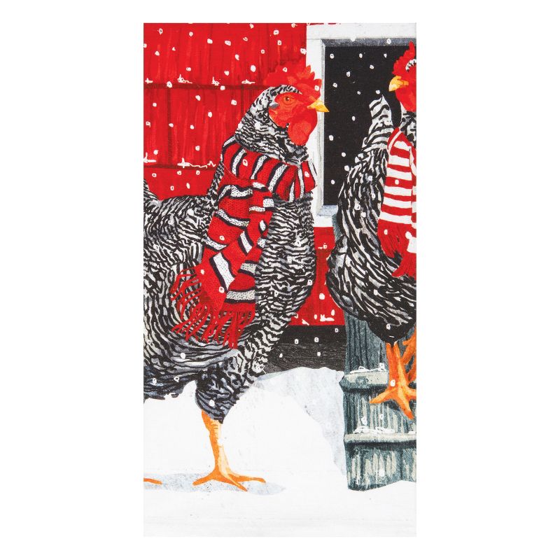 C&F Home 27" x 18" Printed Winter Chicken Wearing Red Scarves in Chick Coup Cotton Kitchen Dish Towel, 2 of 4