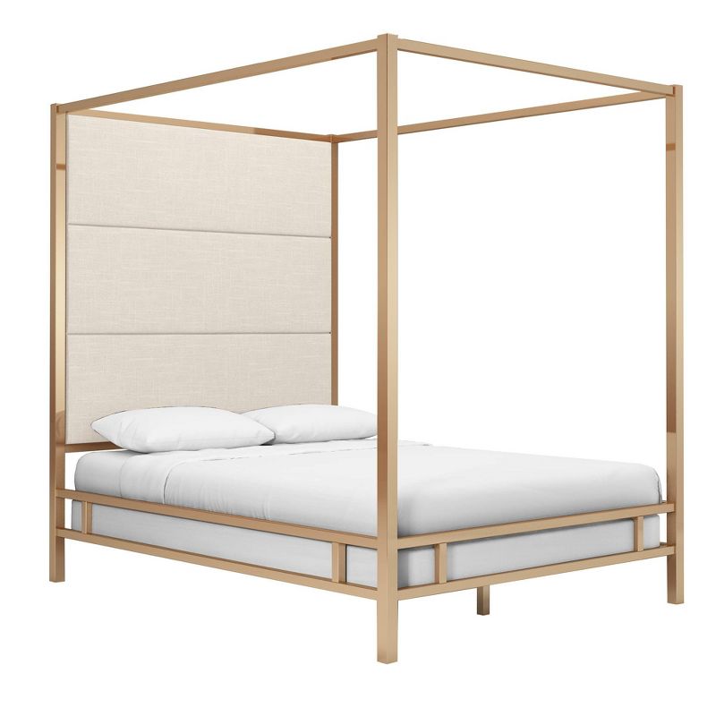 Evert Champagne Gold Canopy Bed with Panel Headboard - Inspire Q, 1 of 8