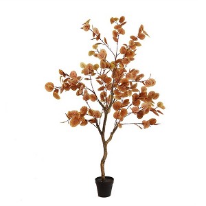 4ft Thanksgiving Artificial Eucalyptus Tree - Fall Decorative Artificial Plant Tree, Suitable for Indoor & Outdoor Use - 1 of 4