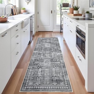 Washable Vintage Rug, Non-Slip Non-Shedding Carpet, Low Pile Floor Covering, Foldable Floral Print Soft Mat for Playroom, Bedroom Living Room - 1 of 4