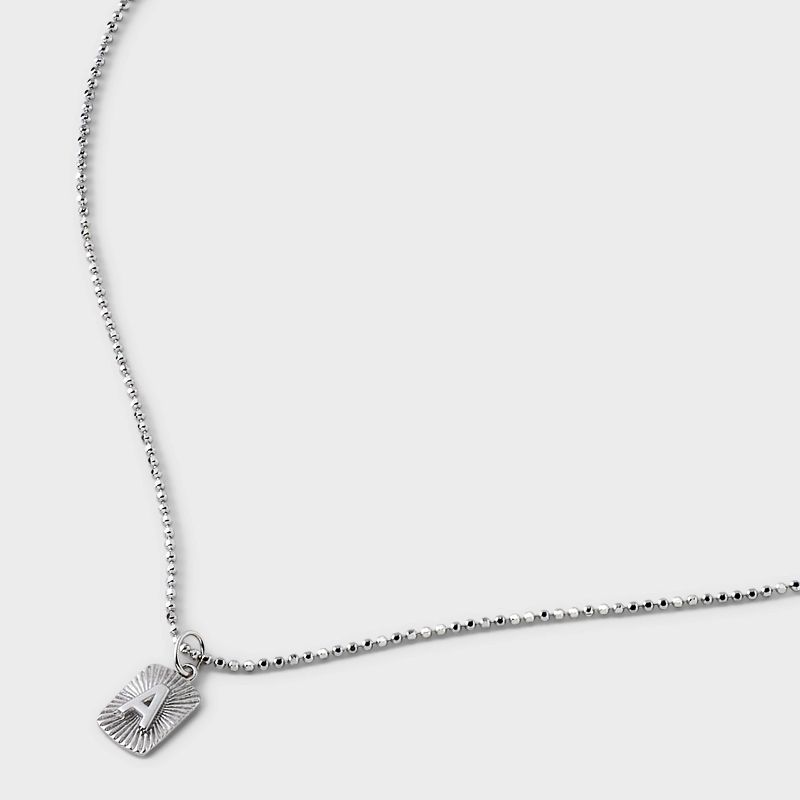 Sterling Silver Radial Initial Tag Chain Necklace - A New Day™ Silver, 5 of 6