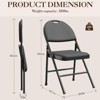 PU Leather Folding Chair Set of 4, Foldable Party Chairs with Non-Slip Feet Pads, Portable Stackable Seat, Metal Frame for Home, Office, Kitchen - 3 of 4