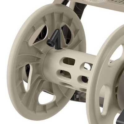 Suncast Beige Plastic Wall-Mounted Garden Hose Reel with Storage Tray, 200 Feet Capacity