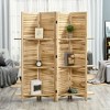 Gulches 4-Panel Freestanding Privacy Partition with Shelves, Natural Wood Room Divider - 3 of 4