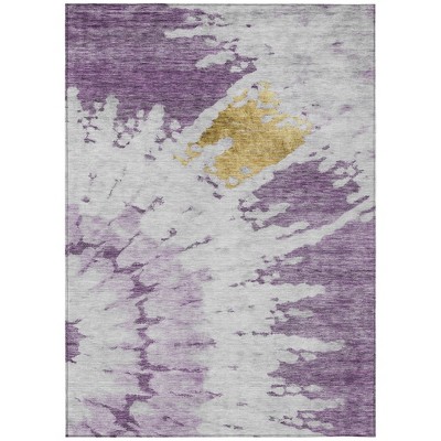 Purple And Lavender Abstract Washable Indoor Outdoor Area Rug