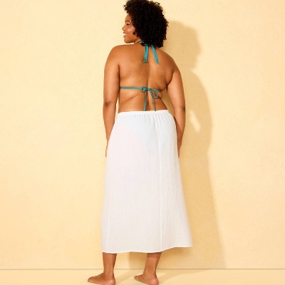 Shade & Shore Women's Gauze Cover Up Skirt - Shade & Shore™ White XL — фото 5