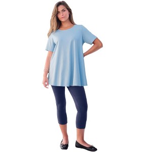 Roaman's Plus Size Cotton Ultimate Swing Tee With Keyhole Back - 1 of 4