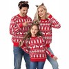 Family Christmas Sweater Reindeer Snowflake Pattern Crew Neck Holiday Pullover Knitwear - 4 of 4