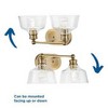 Progress Lighting Singleton 2-Light Vanity Fixture, Vintage Brass, Clear Glass Shades - 2 of 4