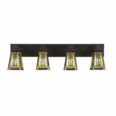 Toltec Lighting Apollo 4 - Light Vanity in  Dark Granite with 5" Square Santa Cruz Art Glass Shade