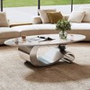 49.2" Oval Coffee Table, Modern Coffee Table with Faux Marble Oval Top, Cocktail Table with Gold Stainless Steel Base for Living Room - 3 of 4