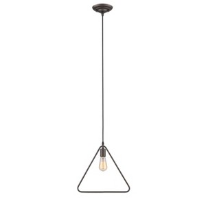 Chloe Lighting Ironclad Industrial-Style 1 Light Rubbed Bronze Ceiling Mini Pendant 15" Wide - 1 of 4