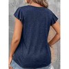 Women's V Neck Ruffle Sleeve Top - Plus - Supreme Fashion - 3 of 3