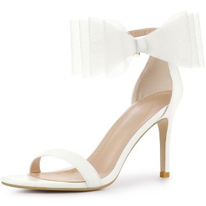 Perphy Women's Back to College Open Toe Ankle Strap Mesh Bow Tie High Stiletto Heels - 1 of 4