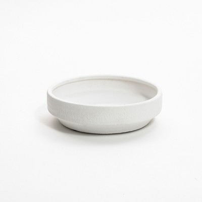 LuxenHome White Terracotta 11.2-Inch Round Indoor and Outdoor Bowl Vase