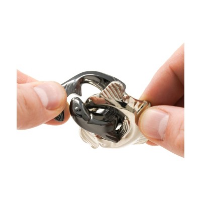 Gray Silver Cast Metal Trout Puzzle for 4 Players