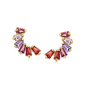 RS Pure by Ross-Simons 1.30 ct. t.w. Multi-Gemstone Curved Stud Earrings in 14kt Yellow Gold - 1 of 4