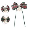 INSPIRE CHIC Women's Retro Christmas Bell Rhinestone Tartan Plaid Brooch Pins Bow Tie - 3 of 4